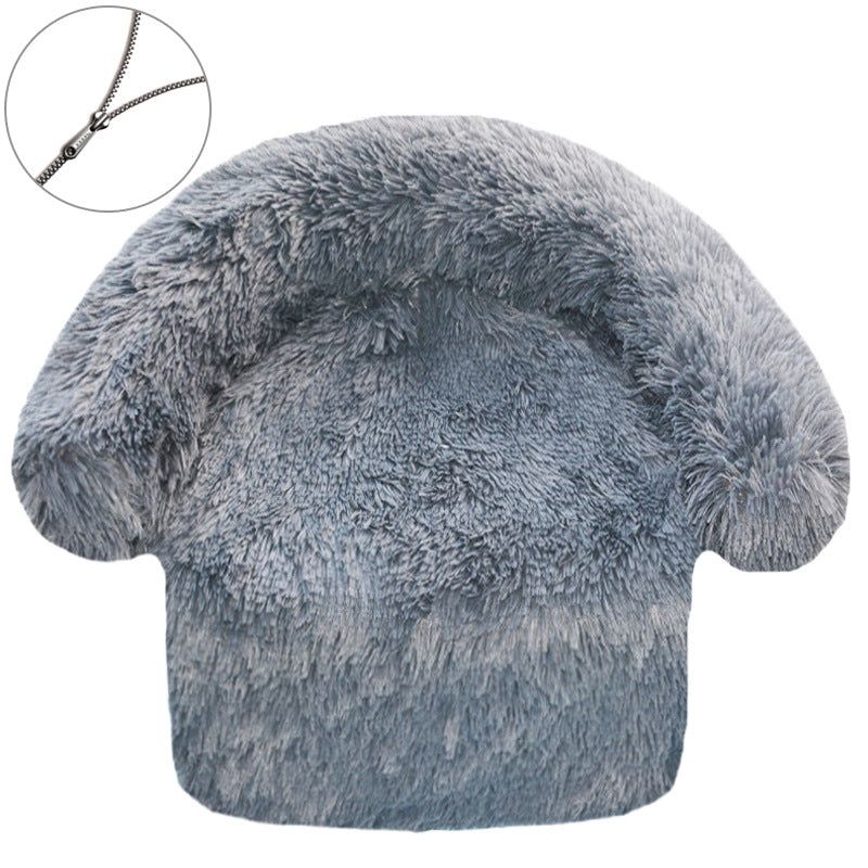 KFX-5537085 Removable & Washable Plush Pet Bed with Integrated Blanket for Dogs