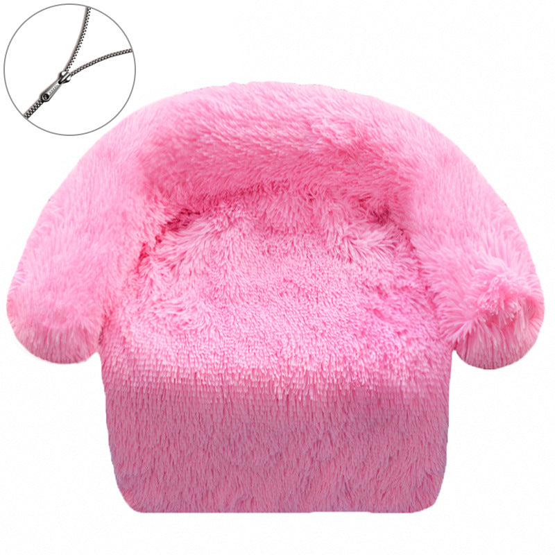 KFX-5537085 Removable & Washable Plush Pet Bed with Integrated Blanket for Dogs
