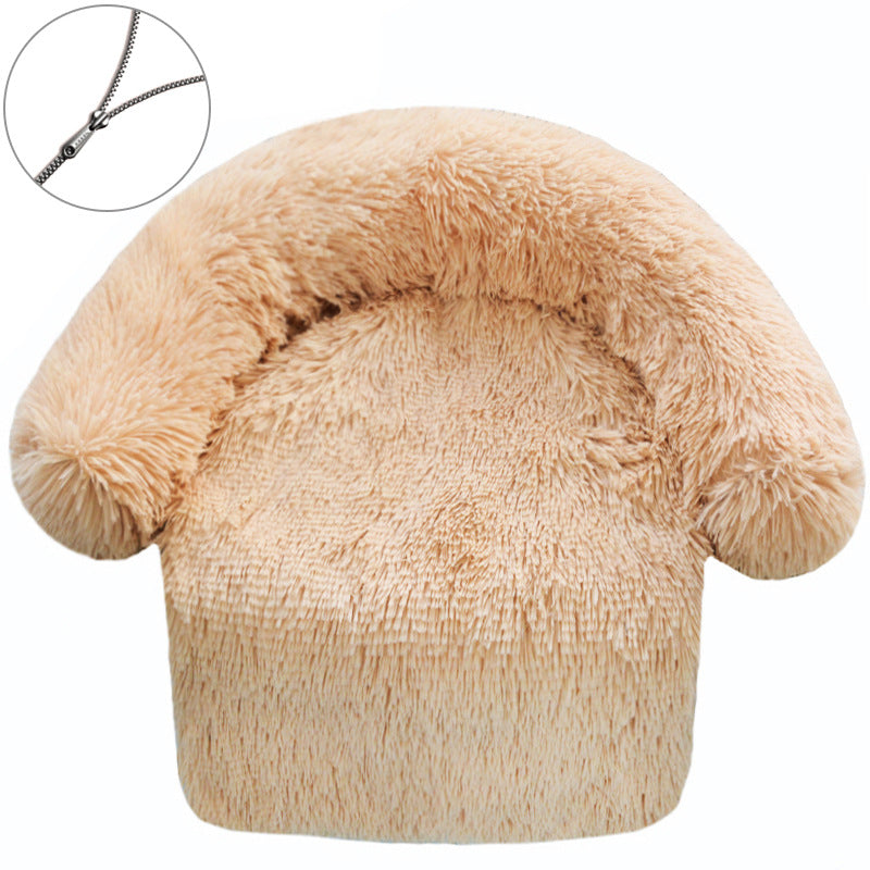 KFX-5537085 Removable & Washable Plush Pet Bed with Integrated Blanket for Dogs