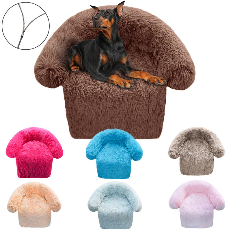 KFX-5537085 Removable & Washable Plush Pet Bed with Integrated Blanket for Dogs