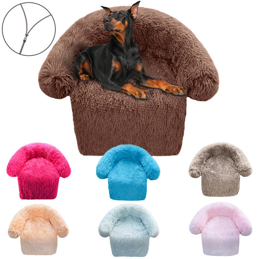 KFX-5537085 Removable & Washable Plush Pet Bed with Integrated Blanket for Dogs
