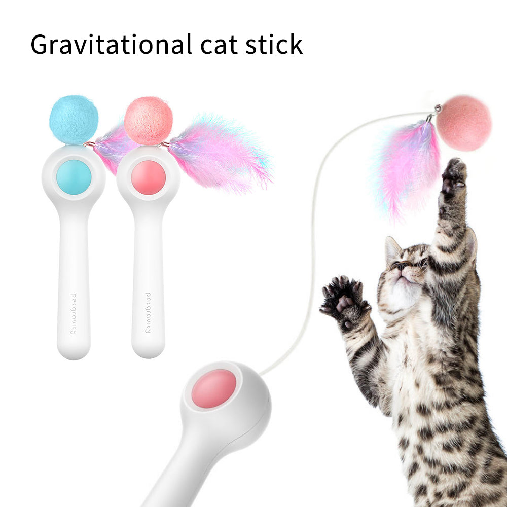 KFX-5537853 Automatic Telescopic Cat Teaser Stick with 1.5m Line and Wool Ball - Pink