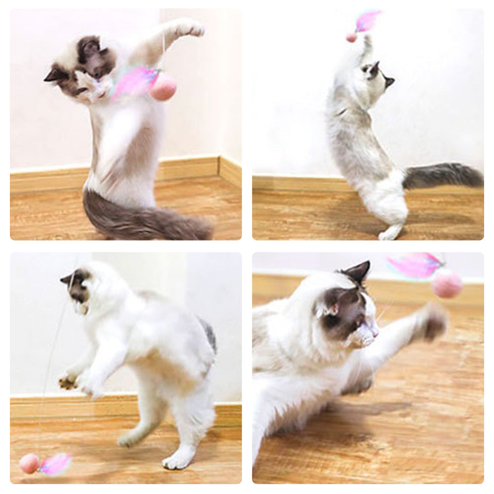 KFX-5537853 Automatic Telescopic Cat Teaser Stick with 1.5m Line and Wool Ball - Pink