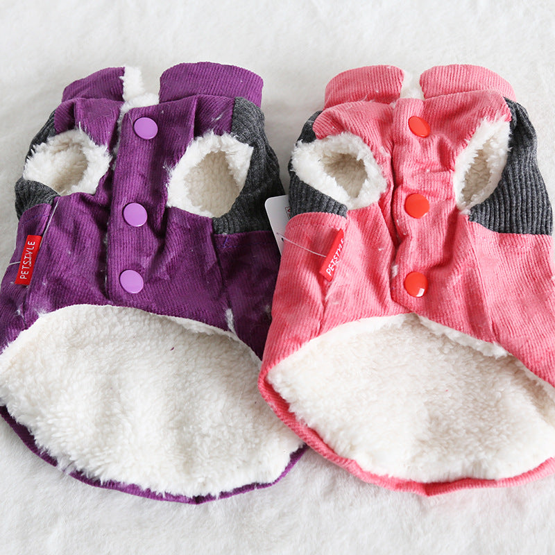 KFX-5539389 Corduroy Patchwork Star Casual Vest for Dogs in Pink and Purple