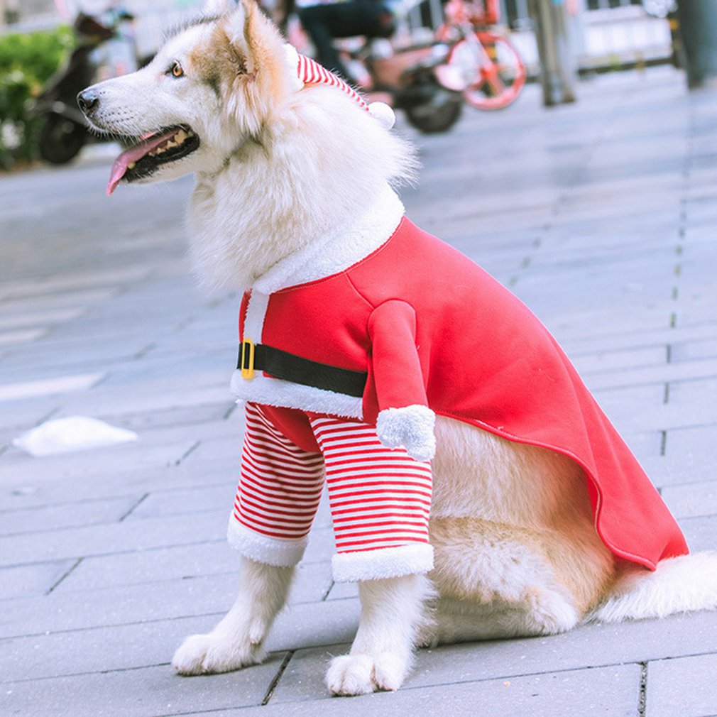 KFX-5541181 Fleece Pet Clothes with Hat for Autumn and Winter, Cozy Saddle Design, Red