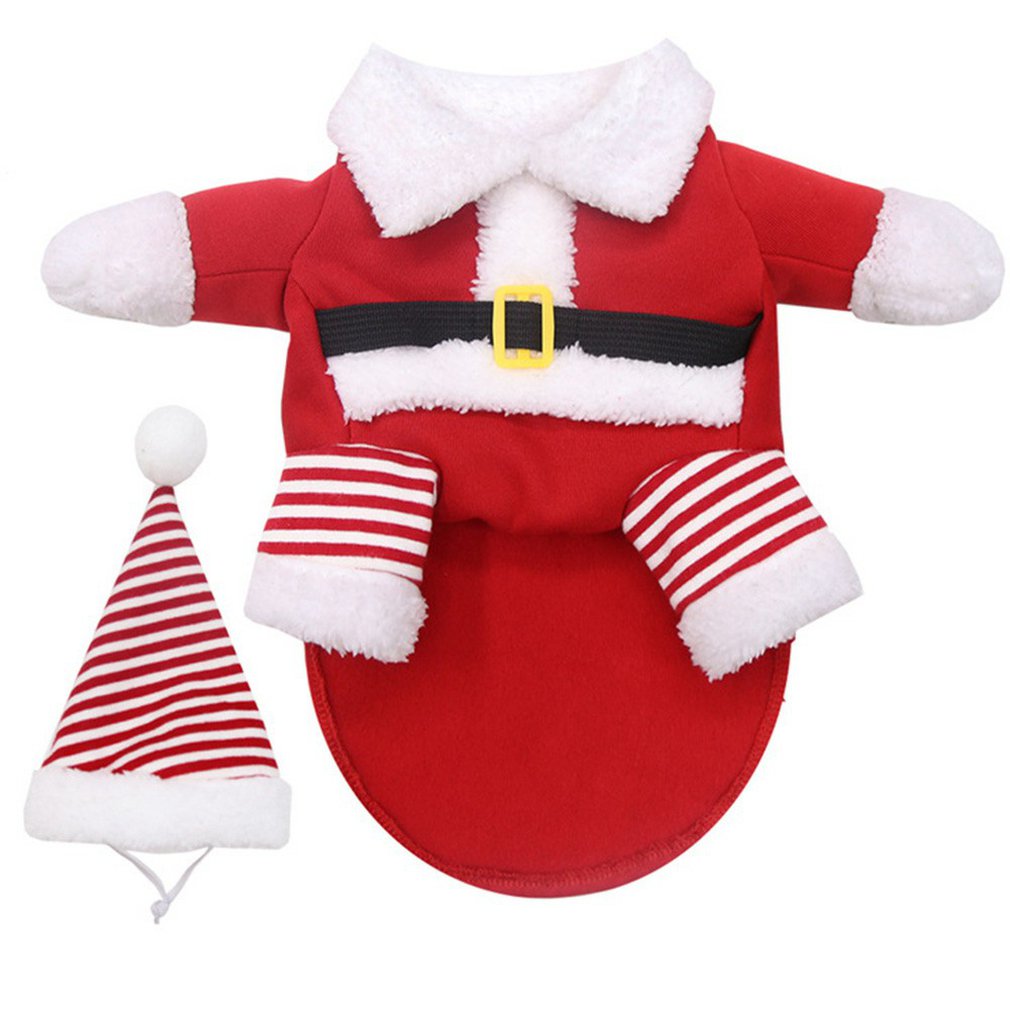 KFX-5541181 Fleece Pet Clothes with Hat for Autumn and Winter, Cozy Saddle Design, Red