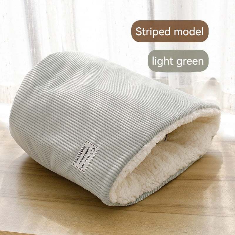 KFX-5542845 Cotton Velvet Cat Nest in Round Large Barrel Design - Soft and Cozy for Cats