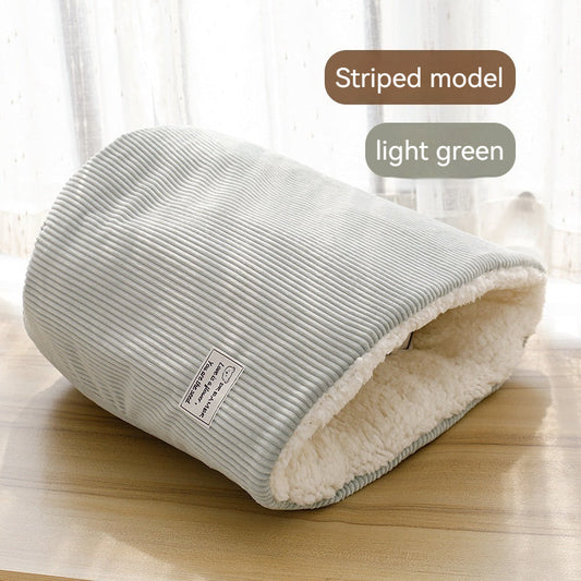 KFX-5542845 Cotton Velvet Cat Nest in Round Large Barrel Design - Soft and Cozy for Cats