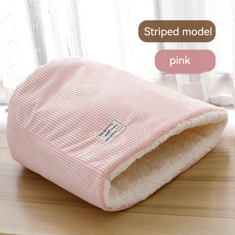 KFX-5542845 Cotton Velvet Cat Nest in Round Large Barrel Design - Soft and Cozy for Cats