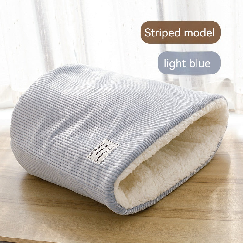 KFX-5542845 Cotton Velvet Cat Nest in Round Large Barrel Design - Soft and Cozy for Cats