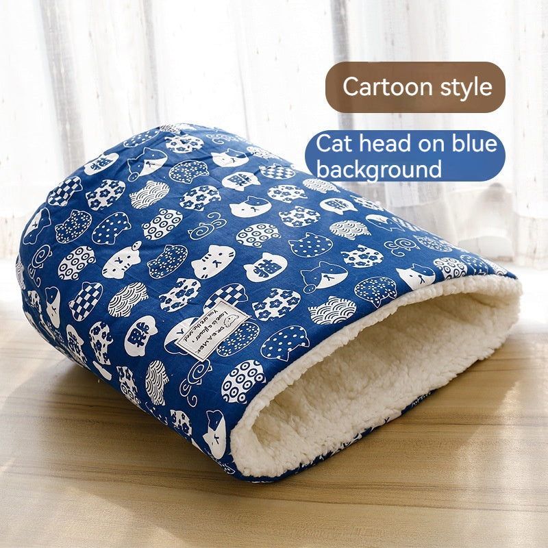 KFX-5542845 Cotton Velvet Cat Nest in Round Large Barrel Design - Soft and Cozy for Cats