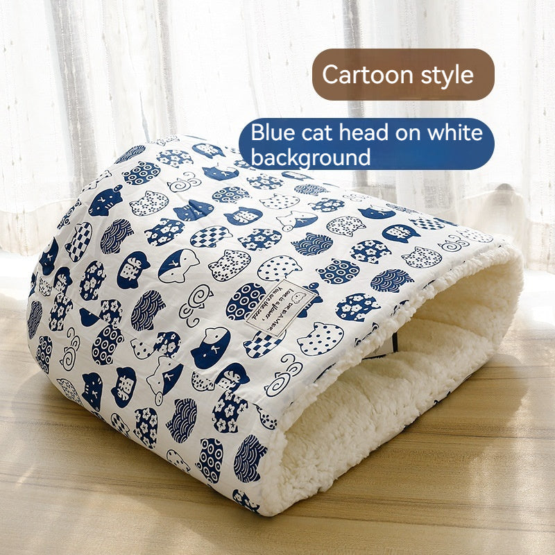 KFX-5542845 Cotton Velvet Cat Nest in Round Large Barrel Design - Soft and Cozy for Cats