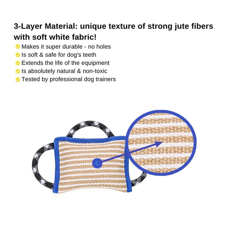 KFX-5543613 Durable Tear-Resistant Jute Bite Pillow with 3 Handles for Dog Training