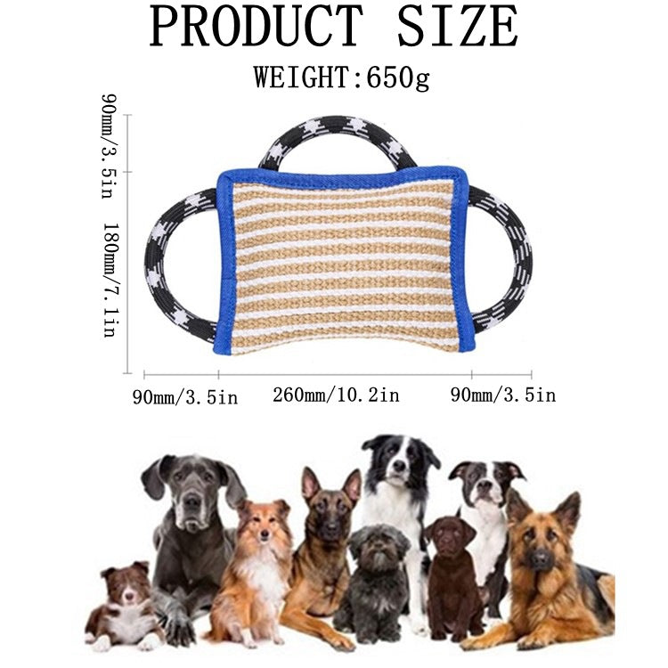 KFX-5543613 Durable Tear-Resistant Jute Bite Pillow with 3 Handles for Dog Training