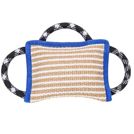 KFX-5543613 Durable Tear-Resistant Jute Bite Pillow with 3 Handles for Dog Training