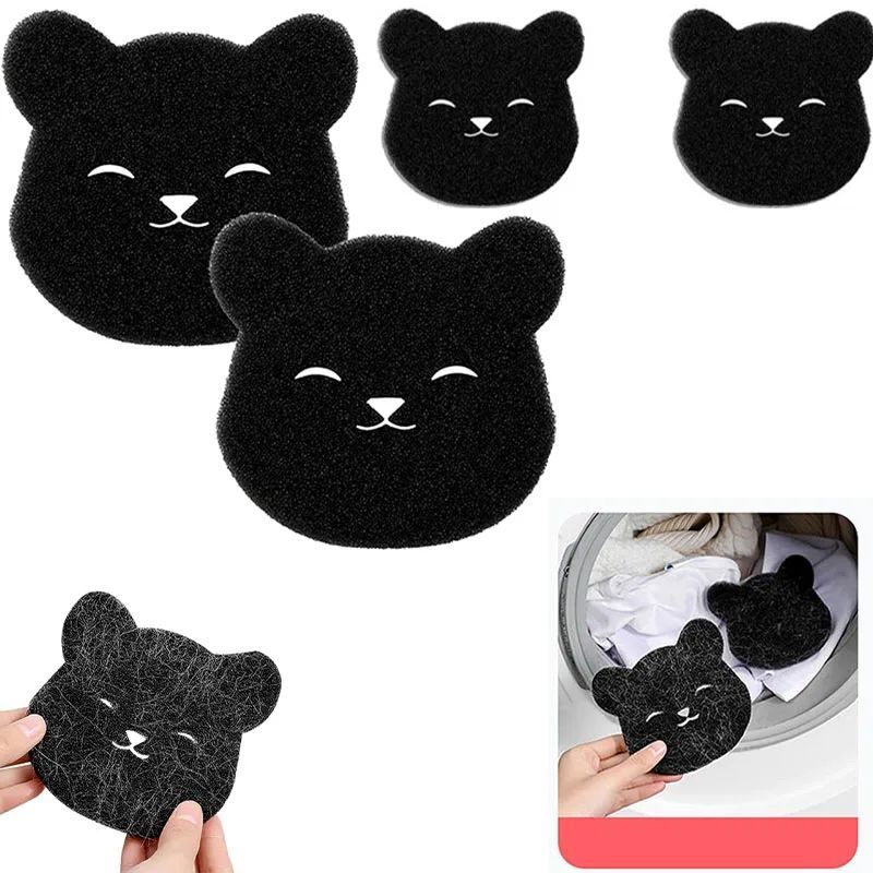KFX-5544381 Reusable Bear Shape Cleaning Sponge Balls for Laundry & Pet Hair Remover - 2 Pack