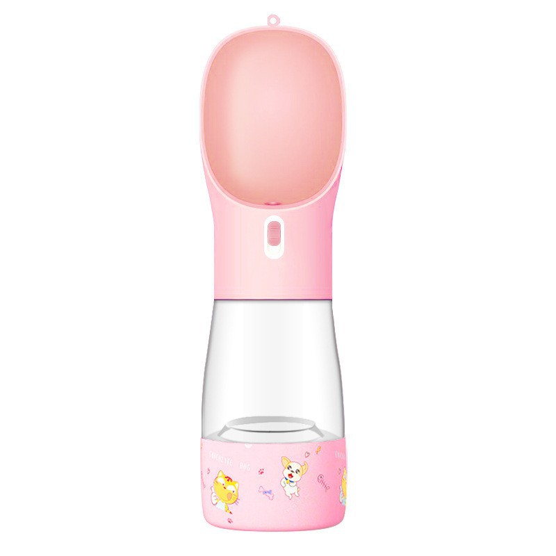 KFX-5544637 Portable Dog Water Bottle and Bowl with High-Temperature Resistant Plastic, 458ml Capacity, Easy to Clean and Use, Available in Four Colors