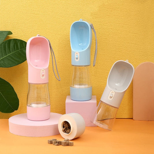 KFX-5544637 Portable Dog Water Bottle and Bowl with High-Temperature Resistant Plastic, 458ml Capacity, Easy to Clean and Use, Available in Four Colors