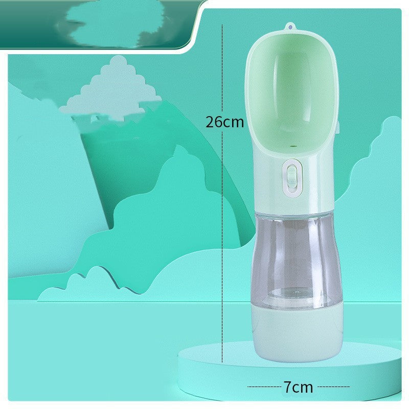 KFX-5544637 Portable Dog Water Bottle and Bowl with High-Temperature Resistant Plastic, 458ml Capacity, Easy to Clean and Use, Available in Four Colors