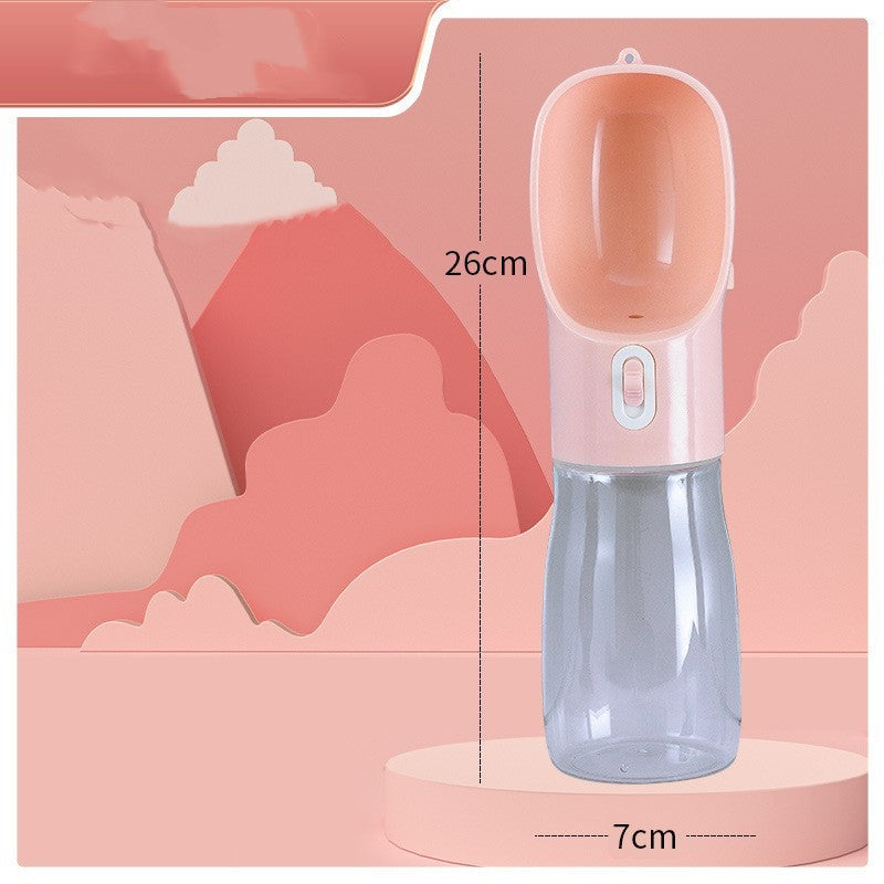 KFX-5544637 Portable Dog Water Bottle and Bowl with High-Temperature Resistant Plastic, 458ml Capacity, Easy to Clean and Use, Available in Four Colors