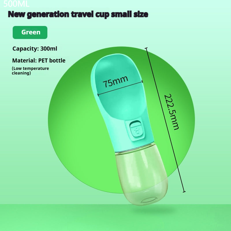KFX-5544637 Portable Dog Water Bottle and Bowl with High-Temperature Resistant Plastic, 458ml Capacity, Easy to Clean and Use, Available in Four Colors