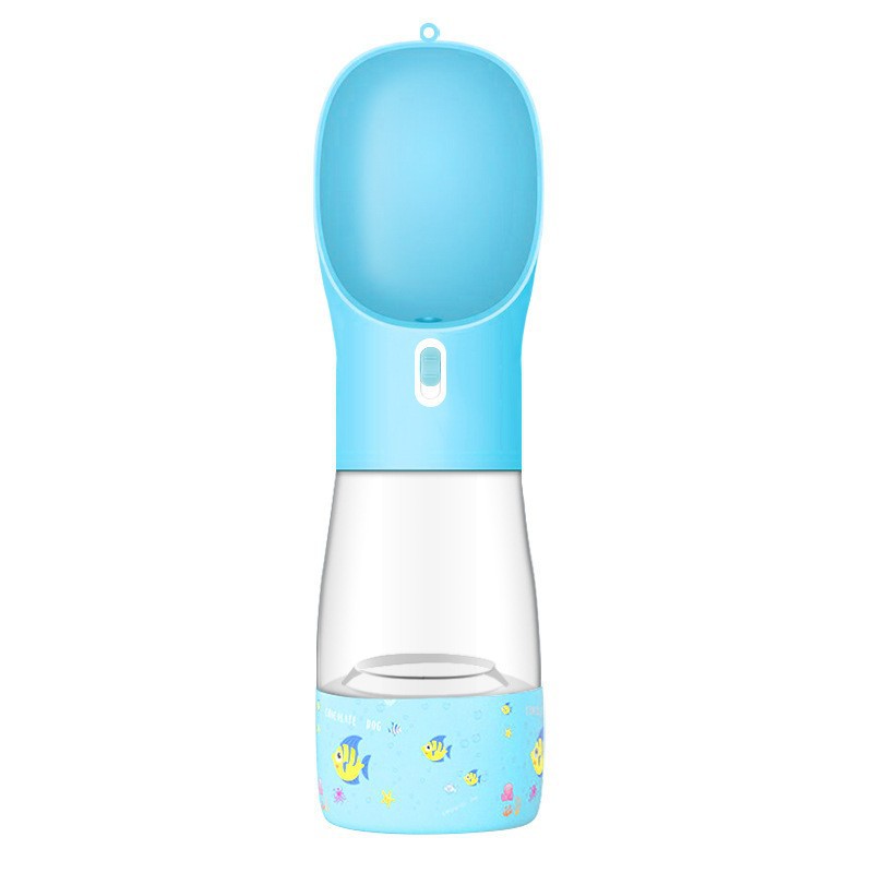 KFX-5544637 Portable Dog Water Bottle and Bowl with High-Temperature Resistant Plastic, 458ml Capacity, Easy to Clean and Use, Available in Four Colors