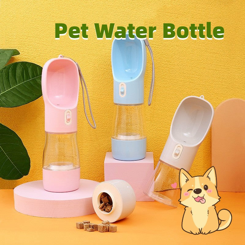 KFX-5544637 Portable Dog Water Bottle and Bowl with High-Temperature Resistant Plastic, 458ml Capacity, Easy to Clean and Use, Available in Four Colors
