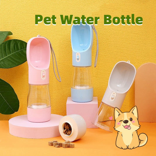 KFX-5544637 Portable Dog Water Bottle and Bowl with High-Temperature Resistant Plastic, 458ml Capacity, Easy to Clean and Use, Available in Four Colors