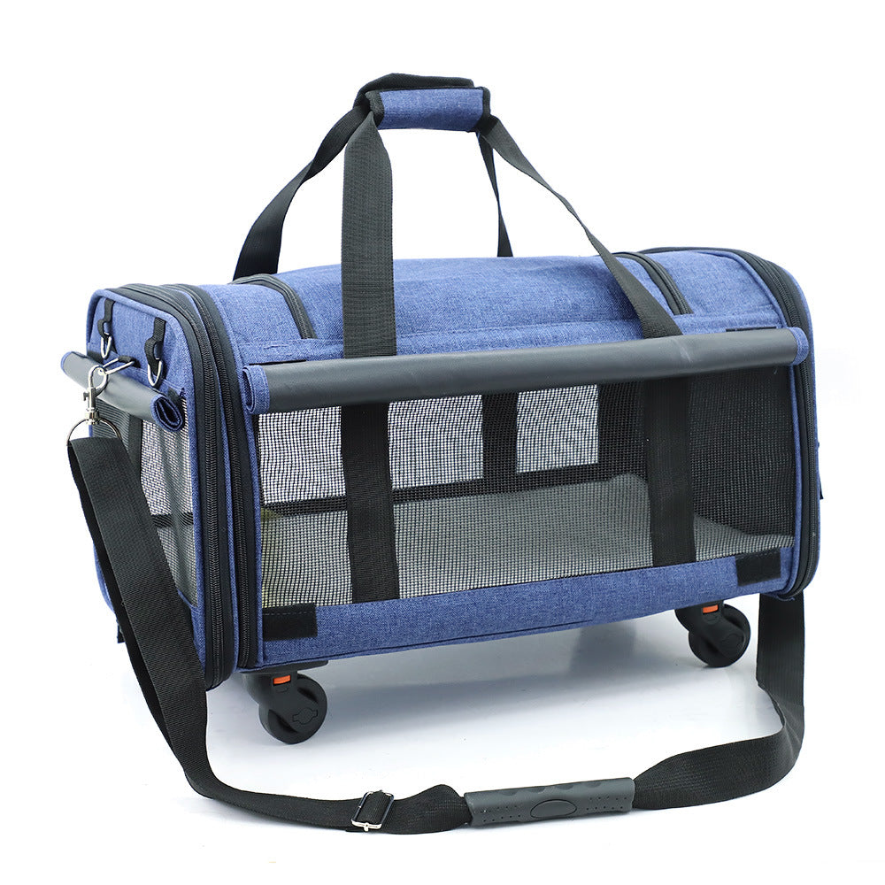 KFX-5545021 Foldable Universal Travel Cat Carrier with Padded Base and Multi-functional Pockets