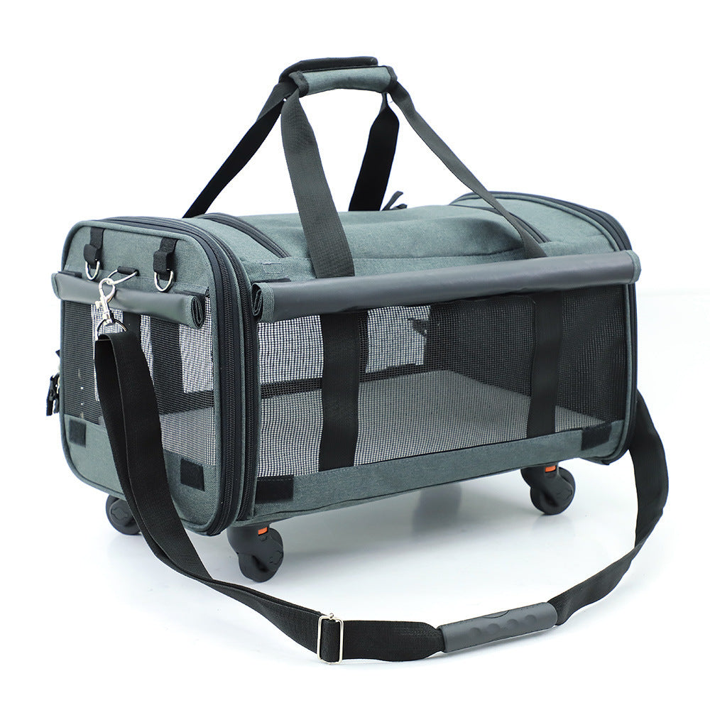 KFX-5545021 Foldable Universal Travel Cat Carrier with Padded Base and Multi-functional Pockets
