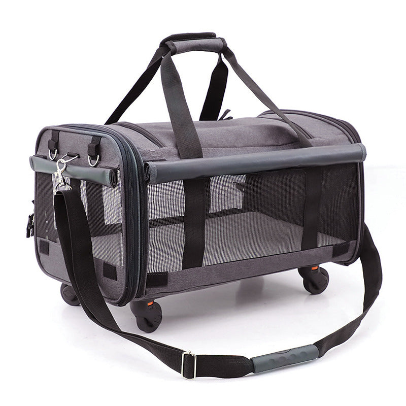 KFX-5545021 Foldable Universal Travel Cat Carrier with Padded Base and Multi-functional Pockets
