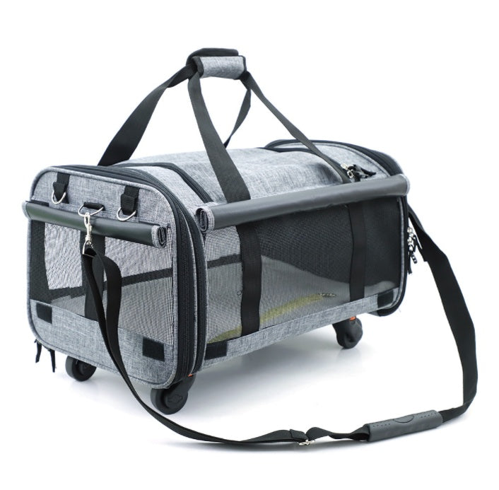 KFX-5545021 Foldable Universal Travel Cat Carrier with Padded Base and Multi-functional Pockets