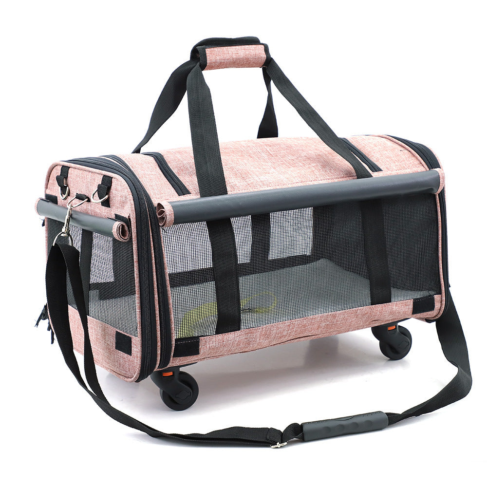 KFX-5545021 Foldable Universal Travel Cat Carrier with Padded Base and Multi-functional Pockets
