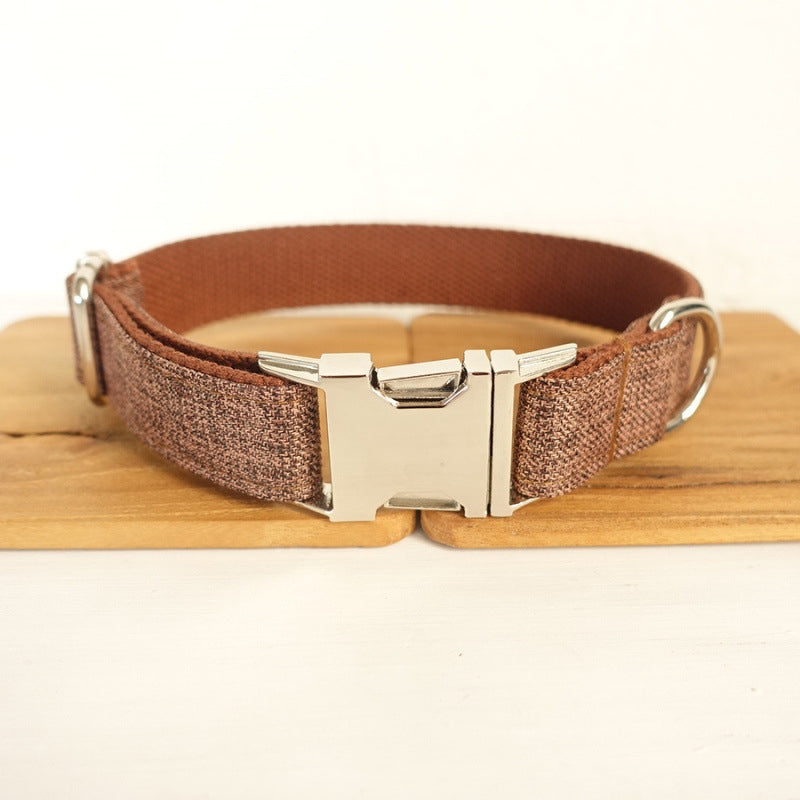 KFX-5548349 Thick Double-Layer Tear-Resistant Dog Collar and Leash Set – Brown Suit for Small to Extra Large Dogs