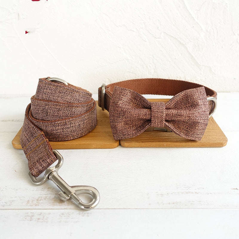 KFX-5548349 Thick Double-Layer Tear-Resistant Dog Collar and Leash Set – Brown Suit for Small to Extra Large Dogs