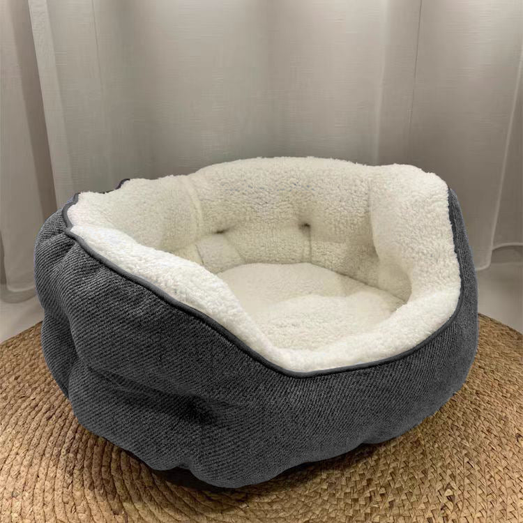 KFX-5548605 Cozy High Rest Nest Cat Bed with Backrest for Small and Medium Pets - Dark Gray, 50x50x20CM