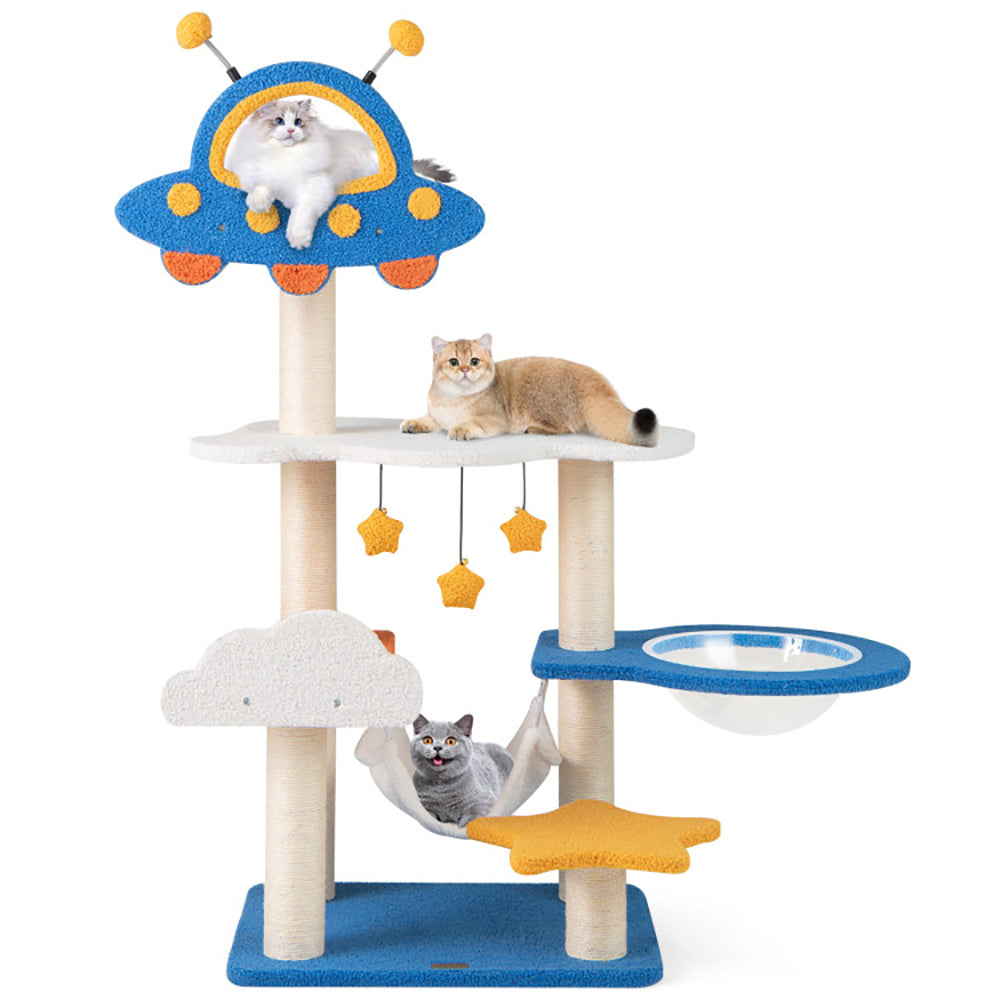 KFX-5548733 Space-Themed 49-Inch Cat Tree with UFO Perch, Sisal Scratching Posts, and Multiple Resting Areas