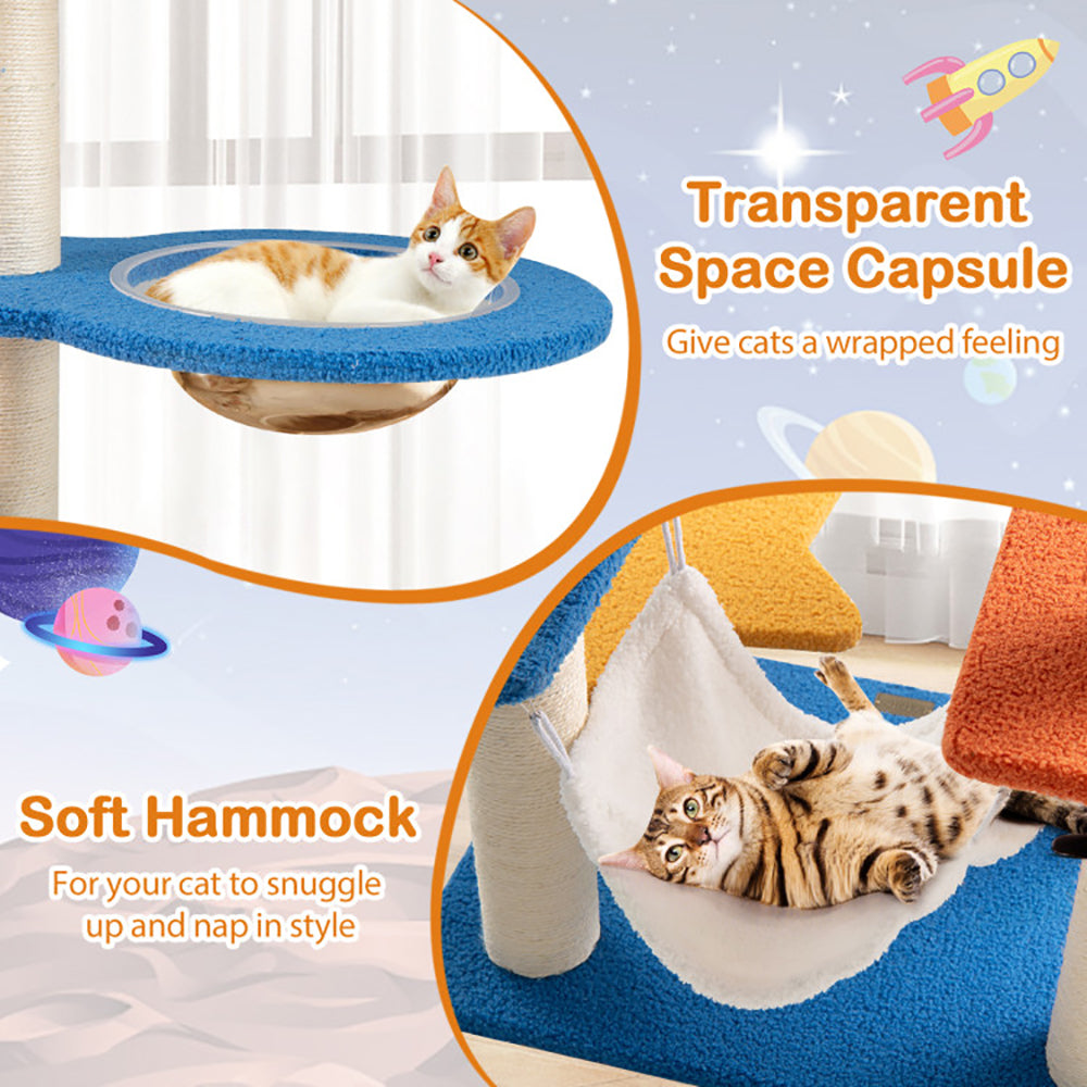 KFX-5548733 Space-Themed 49-Inch Cat Tree with UFO Perch, Sisal Scratching Posts, and Multiple Resting Areas