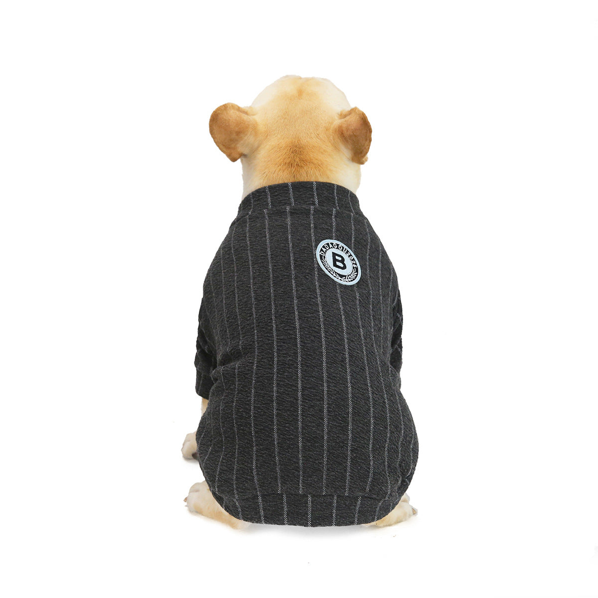 KFX-5552701 Warm Cotton Bulldog Baseball Sweatshirt for Small Dogs - Burgundy & Dark Grey