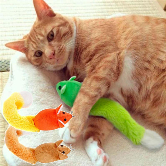 KFX-5553981 Interactive Plush Cat Mouse Toy with Mint Refill - Multiple Colors Available