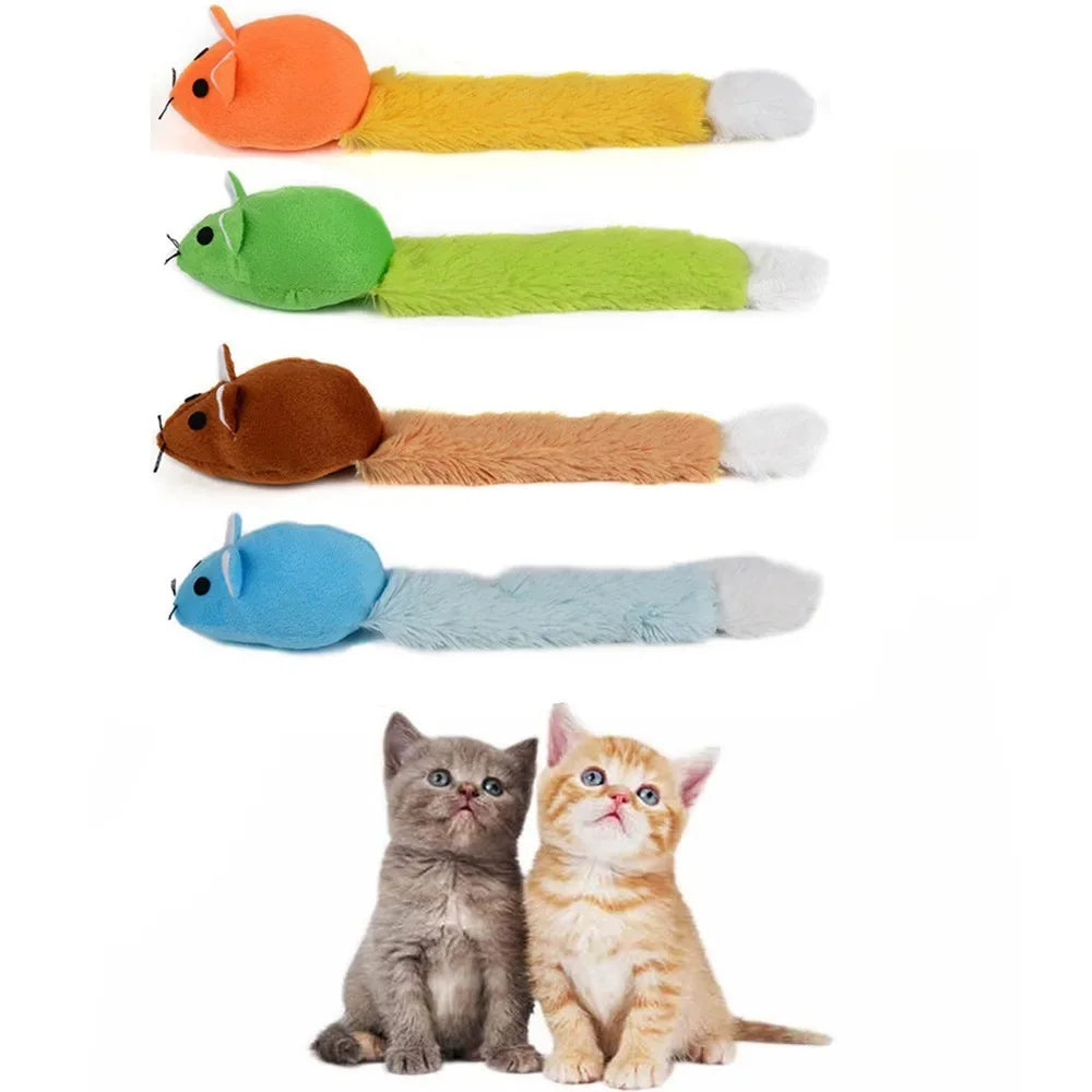KFX-5553981 Interactive Plush Cat Mouse Toy with Mint Refill - Multiple Colors Available