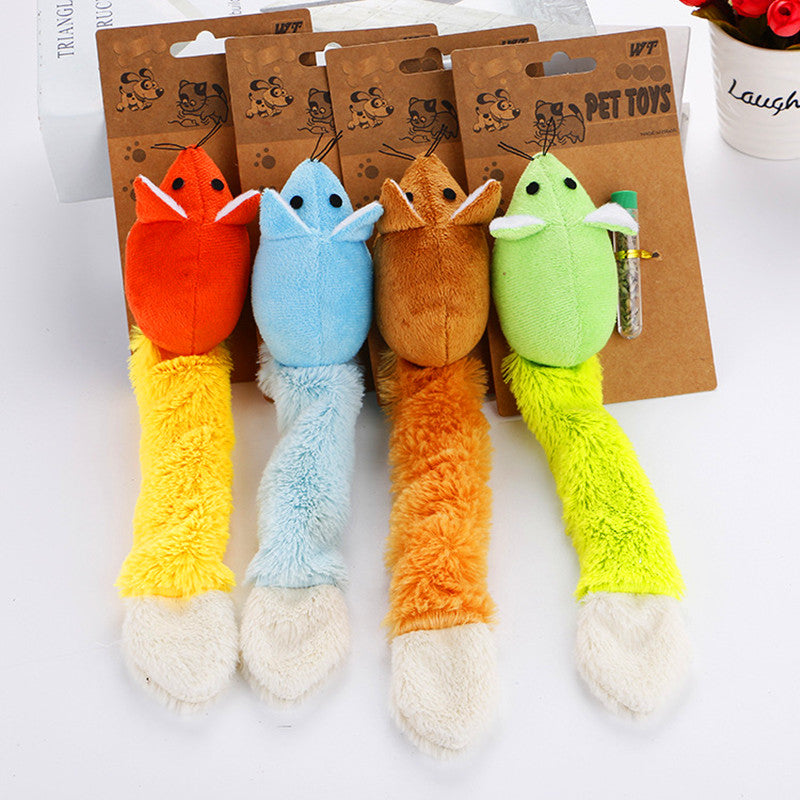 KFX-5553981 Interactive Plush Cat Mouse Toy with Mint Refill - Multiple Colors Available