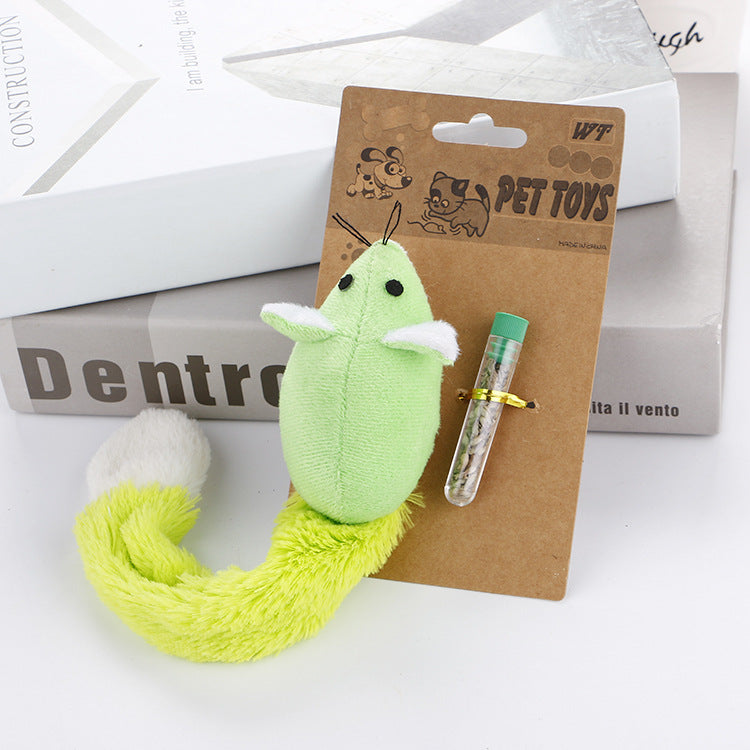 KFX-5553981 Interactive Plush Cat Mouse Toy with Mint Refill - Multiple Colors Available
