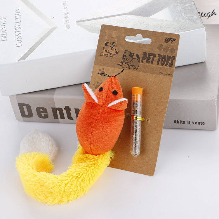 KFX-5553981 Interactive Plush Cat Mouse Toy with Mint Refill - Multiple Colors Available