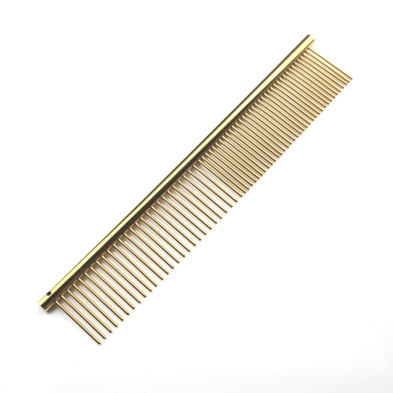 KFX-5555901 Stainless Steel Medium Pet Comb with Electroplated Color Options and Piano Lacquer Finishes
