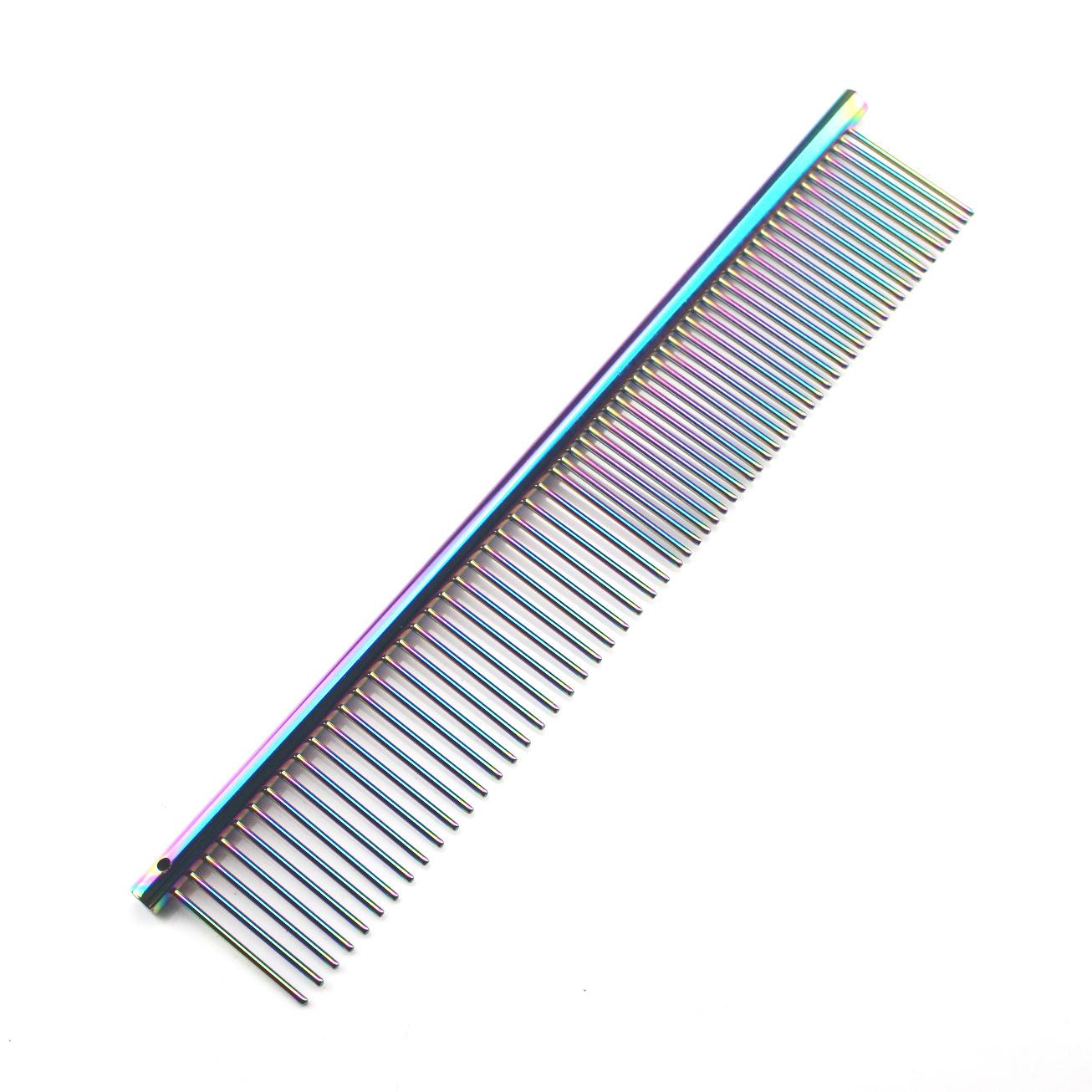 KFX-5555901 Stainless Steel Medium Pet Comb with Electroplated Color Options and Piano Lacquer Finishes