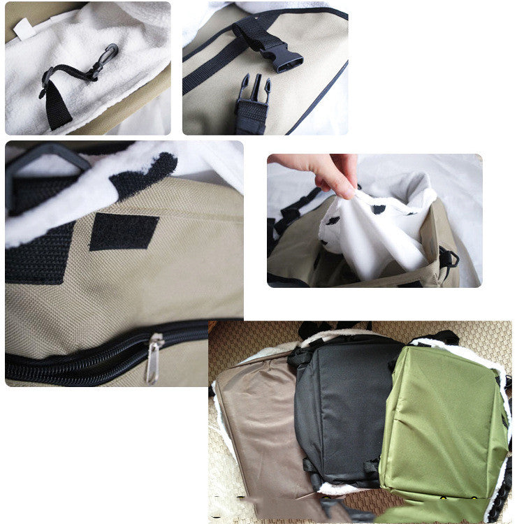 KFX-5556541 Waterproof Double Padded Pet Car Bag - Green Canvas Travel Carrier