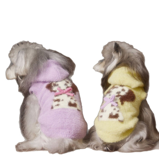 KFX-5558845 Cute Cartoon Spotted Dog Hooded Sleeveless Sweater Vest for Pets - Yellow, Green, Purple, Various Sizes