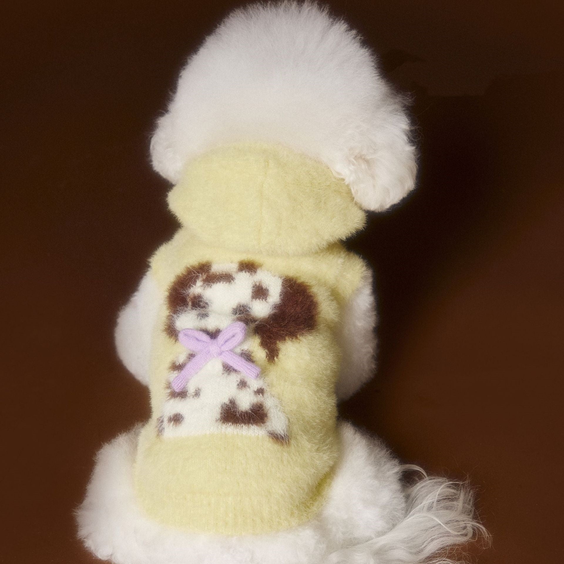 KFX-5558845 Cute Cartoon Spotted Dog Hooded Sleeveless Sweater Vest for Pets - Yellow, Green, Purple, Various Sizes