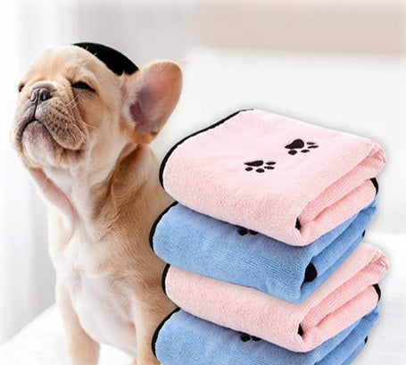 KFX-5559741 Microfiber Pet Towel in Solid Colors for Dogs - Light Blue, Pink, Gray, Deep Blue, Dark Green, Brown